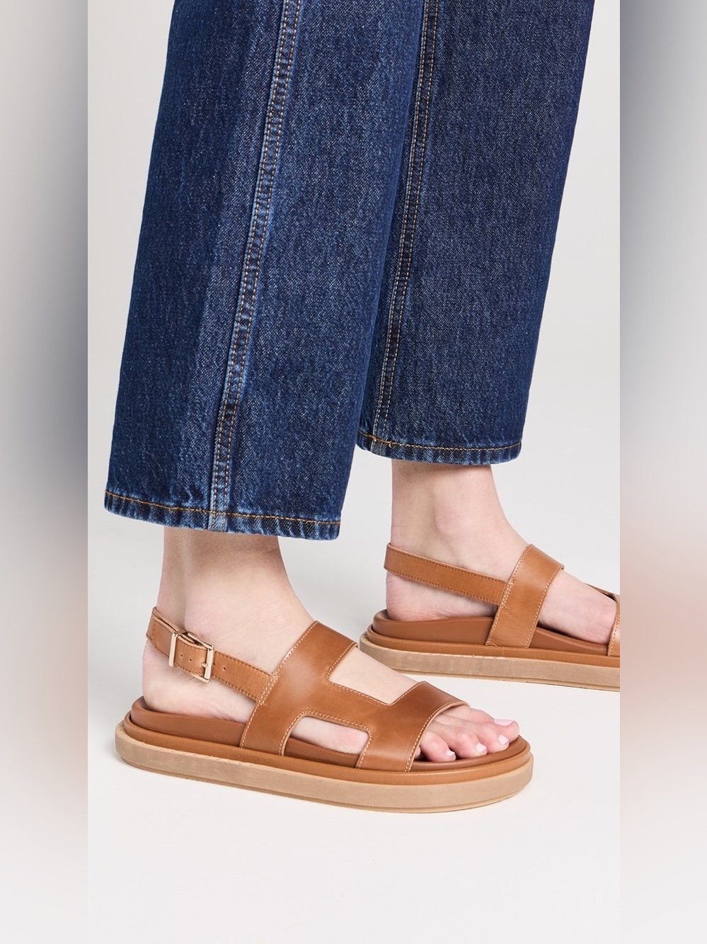 ALOHAS Lorelei Tan Leather Platform Slide Sandals Size 42/ 12